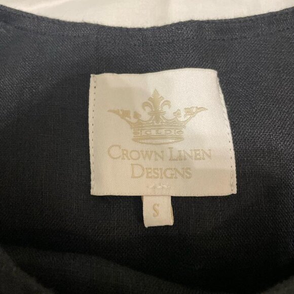 100% Linen Black Blouse - Picture 4 of 5